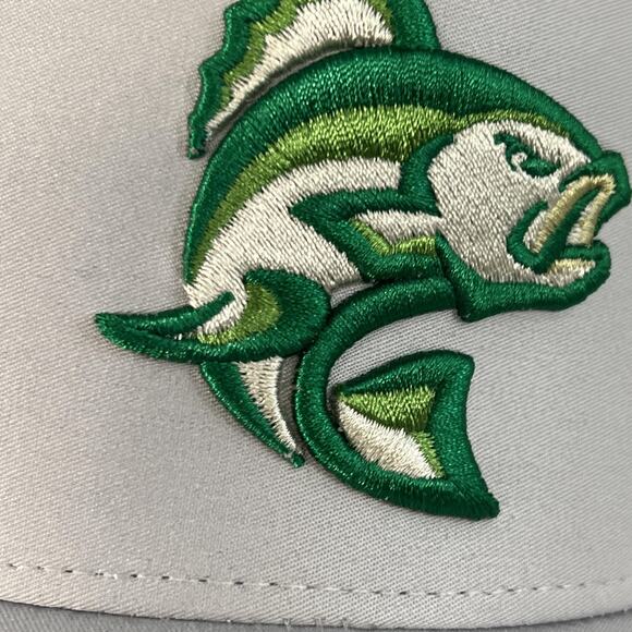 Waggle Hat Cap Snap Back Gray Green Fish Embroidered Perforated Golf Mens - Picture 7 of 11